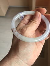 Load image into Gallery viewer, 58.5mm certified Type A 100% Natural white yellow green gray light purple with brown red flying dandelions slim round cut Jadeite Jade bangle PE118-3721
