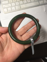 Load image into Gallery viewer, 60.5mm certified 100% Natural dark green/black round cut nephrite Jade(碧玉)  bangle HN13-1575
