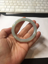 Load image into Gallery viewer, 52.2mm 100% Natural type A icy watery light green carved and golden-painted round cut slim Jadeite Jade bangle BH129
