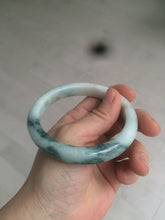 Load image into Gallery viewer, 59mm Certified type A 100%  Natural green/white/brown with green floating flowers slim Jadeite bangle AZ34-4364
