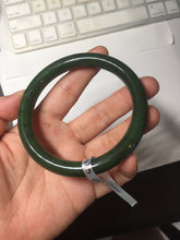 Load image into Gallery viewer, 60.5mm certified 100% Natural dark green/black round cut nephrite Jade(碧玉)  bangle HN13-1575
