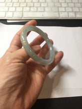Load image into Gallery viewer, 52.2mm 100% Natural type A icy watery light green carved and golden-painted round cut slim Jadeite Jade bangle BH129

