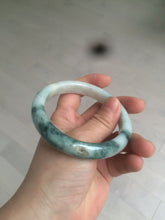 Load image into Gallery viewer, 59mm Certified type A 100%  Natural green/white/brown with green floating flowers slim Jadeite bangle AZ34-4364
