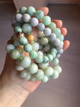 Load image into Gallery viewer, Size 52-60mm 100% natural type A green/yellow/brown/purple jadeite jade beads bracelet group BL134
