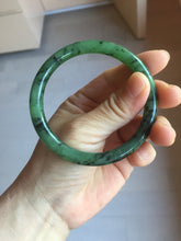 Load image into Gallery viewer, 58mm Certified 100% Natural Fresh Young Green/Dark Green/Black Green Ink Painting (绿水墨) Round Cut Nephrite (Wulanhai 乌兰海碧玉) Bangle HN150-7311
