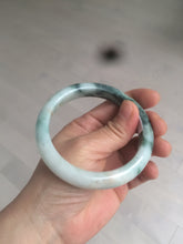 Load image into Gallery viewer, 59mm Certified type A 100%  Natural green/white/brown with green floating flowers slim Jadeite bangle AZ34-4364
