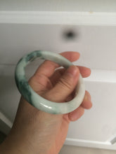 Load image into Gallery viewer, 59mm Certified type A 100%  Natural green/white/brown with green floating flowers slim Jadeite bangle AZ34-4364
