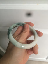 Load image into Gallery viewer, 59mm Certified type A 100%  Natural green/white/brown with green floating flowers slim Jadeite bangle AZ34-4364
