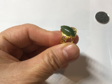Load image into Gallery viewer, 100% Natural Marquise-shaped green nephrite (碧玉) cabochon  Jade ring (adjustable size) HT127
