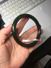 Load image into Gallery viewer, 60.2mm certified 100% Natural dark green/black round cut nephrite Jade(碧玉)  bangle HN14-0140
