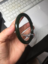 Load image into Gallery viewer, 60.2mm certified 100% Natural dark green/black round cut nephrite Jade(碧玉)  bangle HN14-0140
