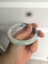 Load image into Gallery viewer, 59mm Certified type A 100%  Natural green/white/brown with green floating flowers slim Jadeite bangle AZ34-4364
