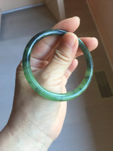 Load image into Gallery viewer, 55mm Certified 100% Natural Fresh Young Green/Dark Green/Black Green Ink Painting (绿水墨) Round Cut Nephrite (Wulanhai 乌兰海碧玉) Bangle HN149-7310
