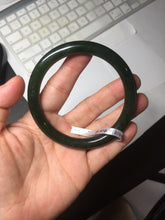 Load image into Gallery viewer, 60.2mm certified 100% Natural dark green/black round cut nephrite Jade(碧玉)  bangle HN14-0140

