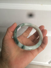 Load image into Gallery viewer, 59mm Certified type A 100%  Natural green/white/brown with green floating flowers slim Jadeite bangle AZ34-4364
