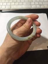 Load image into Gallery viewer, 52.2mm 100% Natural type A icy watery light green carved and golden-painted round cut slim Jadeite Jade bangle BH129
