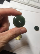 Load image into Gallery viewer, 24.2/116.7mmType A 100% Natural oily dark green/black/gray(老油青) Jadeite Jade Safety Guardian Button donuts couple pendant PC129
