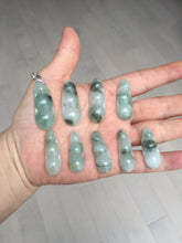 Load image into Gallery viewer, Type A 100% Natural icy watery white/green with green floating flowers Four Seasons Fortune Beans jadeite jade group AU79
