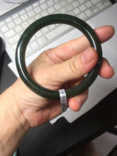 Load image into Gallery viewer, 60.2mm certified 100% Natural dark green/black round cut nephrite Jade(碧玉)  bangle HN14-0140

