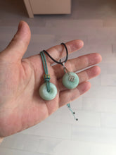 Load image into Gallery viewer, 20mm Type A 100% Natural Sunny green/white Jadeite Jade Safety Guardian Button donuts Pendant group PD10
