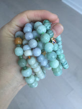 Load image into Gallery viewer, Size 52-60mm 100% natural type A green/yellow/brown/purple jadeite jade beads bracelet group BL134
