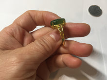 Load image into Gallery viewer, 100% Natural Marquise-shaped green nephrite (碧玉) cabochon  Jade ring (adjustable size) HT127

