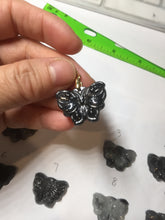 Load image into Gallery viewer, 100% Natural type A black white Wuji(乌鸡) Jadeite Jade butterfly Midnight Bloom(暗夜之花) pendant PF4

