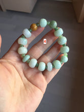 Load image into Gallery viewer, Size 52-60mm 100% natural type A green/yellow/brown/purple jadeite jade beads bracelet group BL134
