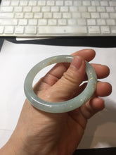 Load image into Gallery viewer, 52.2mm 100% Natural type A icy watery light green carved and golden-painted round cut slim Jadeite Jade bangle BH129
