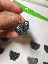 Load image into Gallery viewer, 100% Natural type A black white Wuji(乌鸡) Jadeite Jade butterfly Midnight Bloom(暗夜之花) pendant PF4
