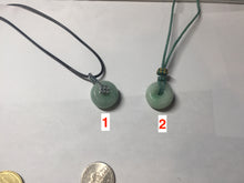 Load image into Gallery viewer, 20mm Type A 100% Natural Sunny green/white Jadeite Jade Safety Guardian Button donuts Pendant group PD10
