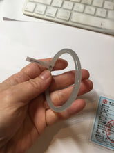 Load image into Gallery viewer, 52.5mm Certified 100% Natural icy gray (灰冰) slim round cut nephrite jade bangle HF125-9106
