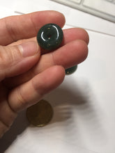 Load image into Gallery viewer, 24.2/116.7mmType A 100% Natural oily dark green/black/gray(老油青) Jadeite Jade Safety Guardian Button donuts couple pendant PC129
