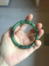 Load image into Gallery viewer, 58.3mm Certified 100% Natural Fresh Young Green/Dark Green/Black Green Ink Painting (绿水墨) Round Cut Nephrite (Wulanhai 乌兰海碧玉) Bangle HN171-7339
