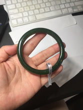Load image into Gallery viewer, 60.8mm certified 100% Natural dark green/black nephrite Jade(碧玉)  bangle HN15-1586
