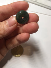 Load image into Gallery viewer, 24.2/116.7mmType A 100% Natural oily dark green/black/gray(老油青) Jadeite Jade Safety Guardian Button donuts couple pendant PC129
