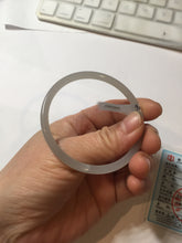 Load image into Gallery viewer, 52.5mm Certified 100% Natural icy gray (灰冰) slim round cut nephrite jade bangle HF125-9106
