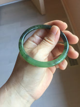 Load image into Gallery viewer, 55mm Certified 100% Natural Fresh Young Green/Dark Green/Black Green Ink Painting (绿水墨) Round Cut Nephrite (Wulanhai 乌兰海碧玉) Bangle HN149-7310
