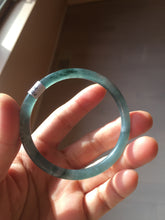 Load image into Gallery viewer, 54.8mm Certified Type A 100% Natural dark green/blue/gray Guatemala slim round cut Jadeite bangle PD182-2480
