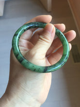 Load image into Gallery viewer, 58.1mm Certified 100% Natural Fresh Young Green/Dark Green/Black Green Ink Painting (绿水墨) Round Cut Nephrite (Wulanhai 乌兰海碧玉) Bangle HN148-7343
