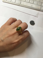 Load image into Gallery viewer, 100% Natural Marquise-shaped green nephrite (碧玉) cabochon  Jade ring (adjustable size) HT127
