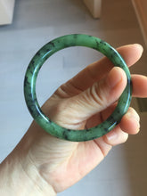 Load image into Gallery viewer, 58.1mm Certified 100% Natural Fresh Young Green/Dark Green/Black Green Ink Painting (绿水墨) Round Cut Nephrite (Wulanhai 乌兰海碧玉) Bangle HN148-7343
