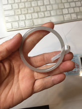 Load image into Gallery viewer, 52.5mm Certified 100% Natural icy gray (灰冰) slim round cut nephrite jade bangle HF125-9106
