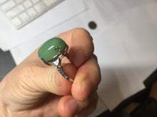 Load image into Gallery viewer, 100% Natural green nephrite (碧玉) cabochon  Jade ring (adjustable size) HT128

