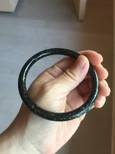 Load image into Gallery viewer, 63.5mm 100% Natural Dark Green Black Meteorite A Sky Full of Stars (繁星满天) Round Cut Nephrite Bangle HN225-0576

