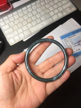 Load image into Gallery viewer, 58mm Type A 100% Natural dark green/blue/gray Guatemala slim round cut Jadeite bangle BH130-2484
