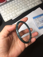 Load image into Gallery viewer, 58mm Type A 100% Natural dark green/blue/gray Guatemala slim round cut Jadeite bangle BH130-2484
