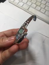 Load image into Gallery viewer, Size 52-58mm 100% natural type A apple green jadeite jade cabochon beads open Cuff bracelet PB217
