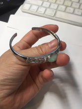 Load image into Gallery viewer, Size 52-58mm 100% natural type A apple green jadeite jade cabochon beads open Cuff bracelet PB217
