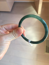 Load image into Gallery viewer, 56mm Type A 100% Natural dark green/blue/gray/black Guatemala slim round cut Jadeite bangle PJ120
